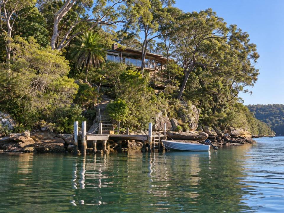 Water-access property with trees on Scotland Island in Pittwater Ward
